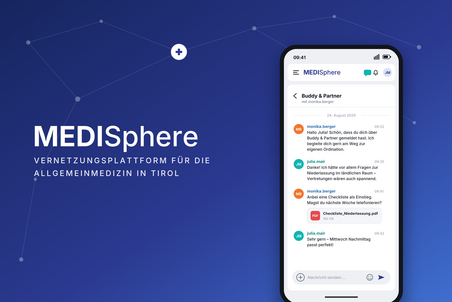 MediSphere – Vernetzungsplattform für die Allgemeinmedizin in Tirol, Chat-Ansicht am Smartphone
